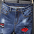 Stylish Straight Pants With Embroidery Mid Waist Men's Jeans